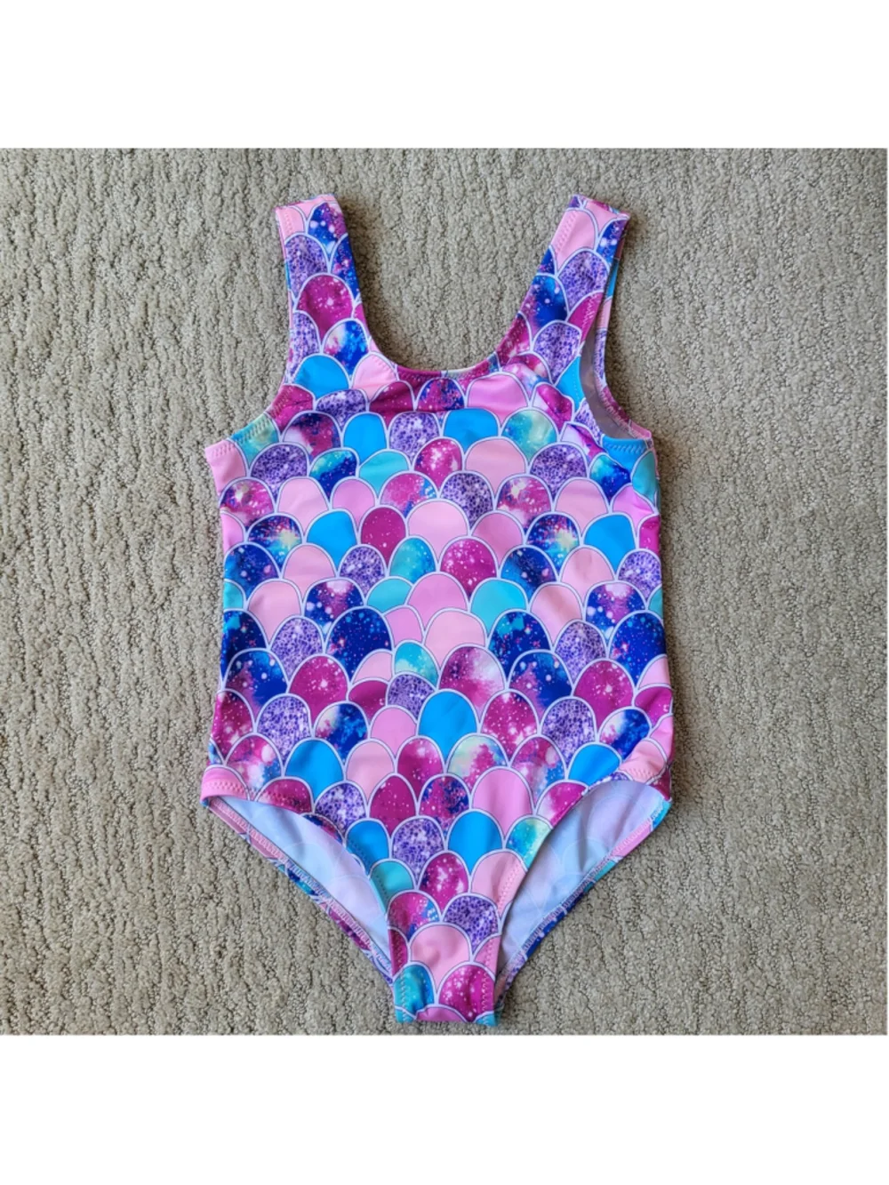 Girl’s Mermaid Scales One-Piece Swimsuit – Pink/Blue/Purple–Size 9-10 Years–NWT